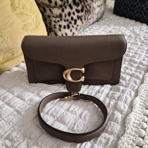 Coach Brown Leather Shoulder Bag with Gold Accent